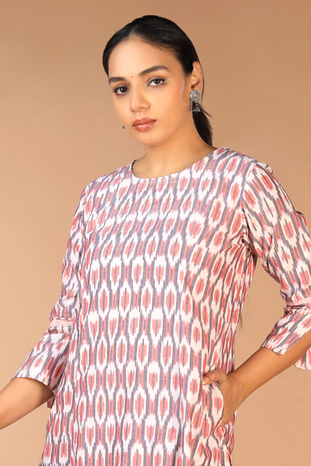Image of Hand Woven Cotton Pochampally Ikat kurti
